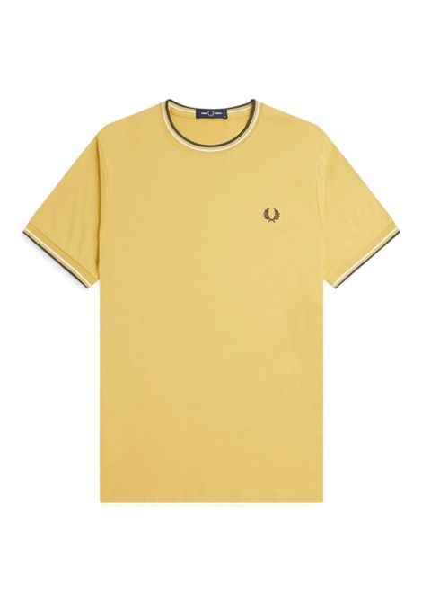 Fred Perry Twin Tipped Tee Honeycomb Snow White Court Green Men FRED PERRY | T-shirt | M1588-Y33
